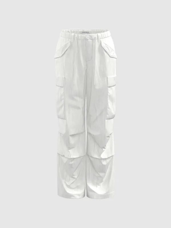 Flap Pocket Wide-Leg Pants sold by Urban Revivo