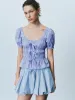 Plaid Shirred Bow Décor Blouses sold by Urban Revivo