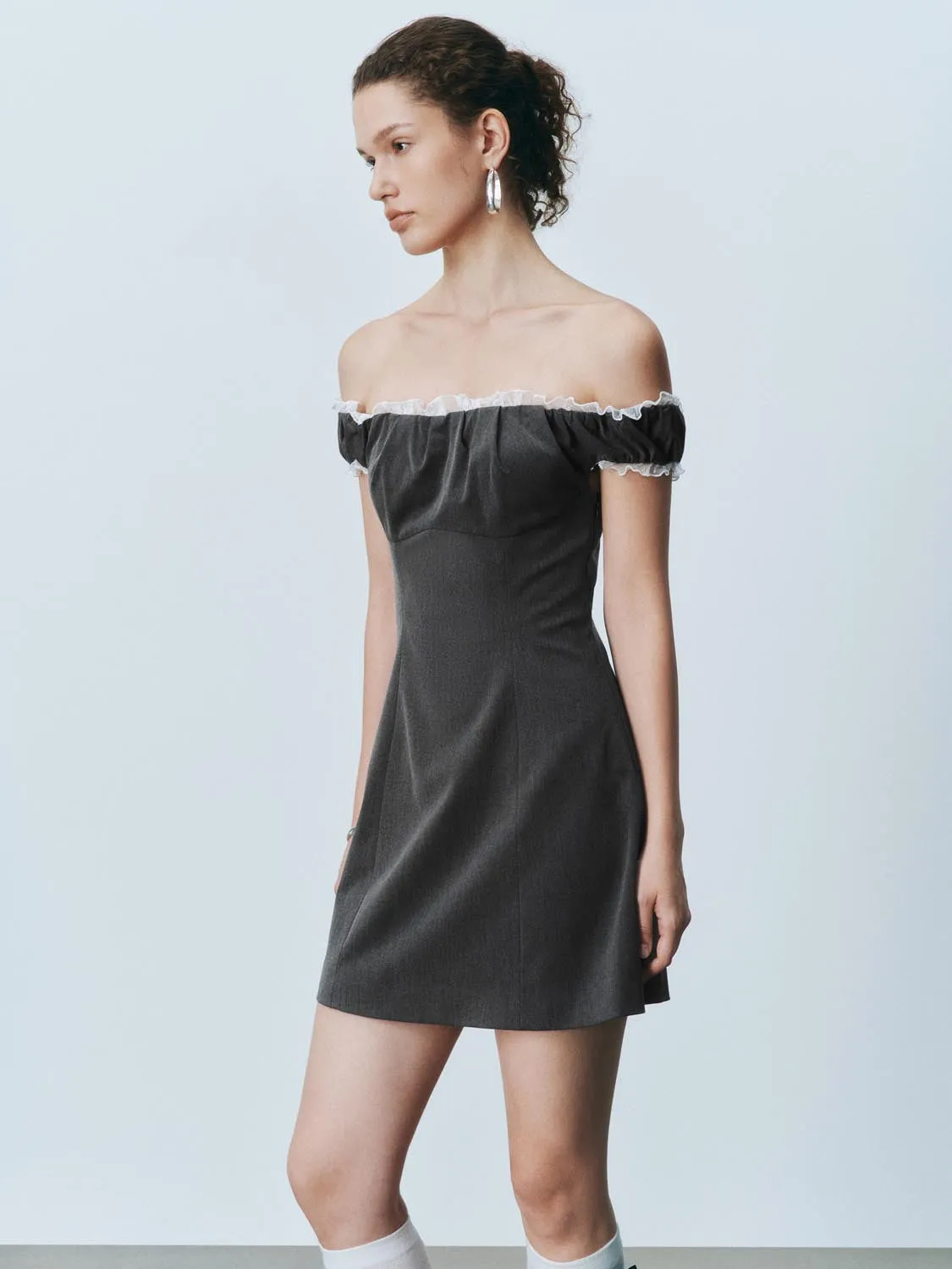 Ruffle Trim A-Line Mini Dresses sold by Urban Revivo product image thumbnail 2