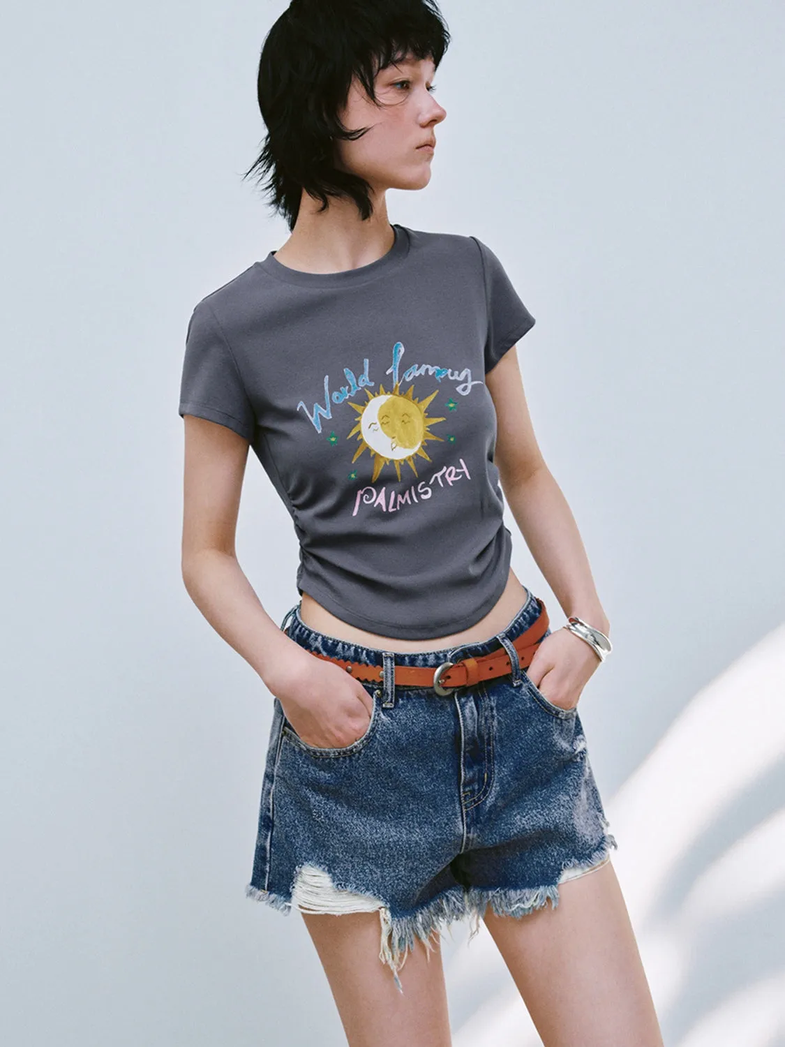Cropped Short Sleeve T-Shirts sold by Urban Revivo product image thumbnail 5
