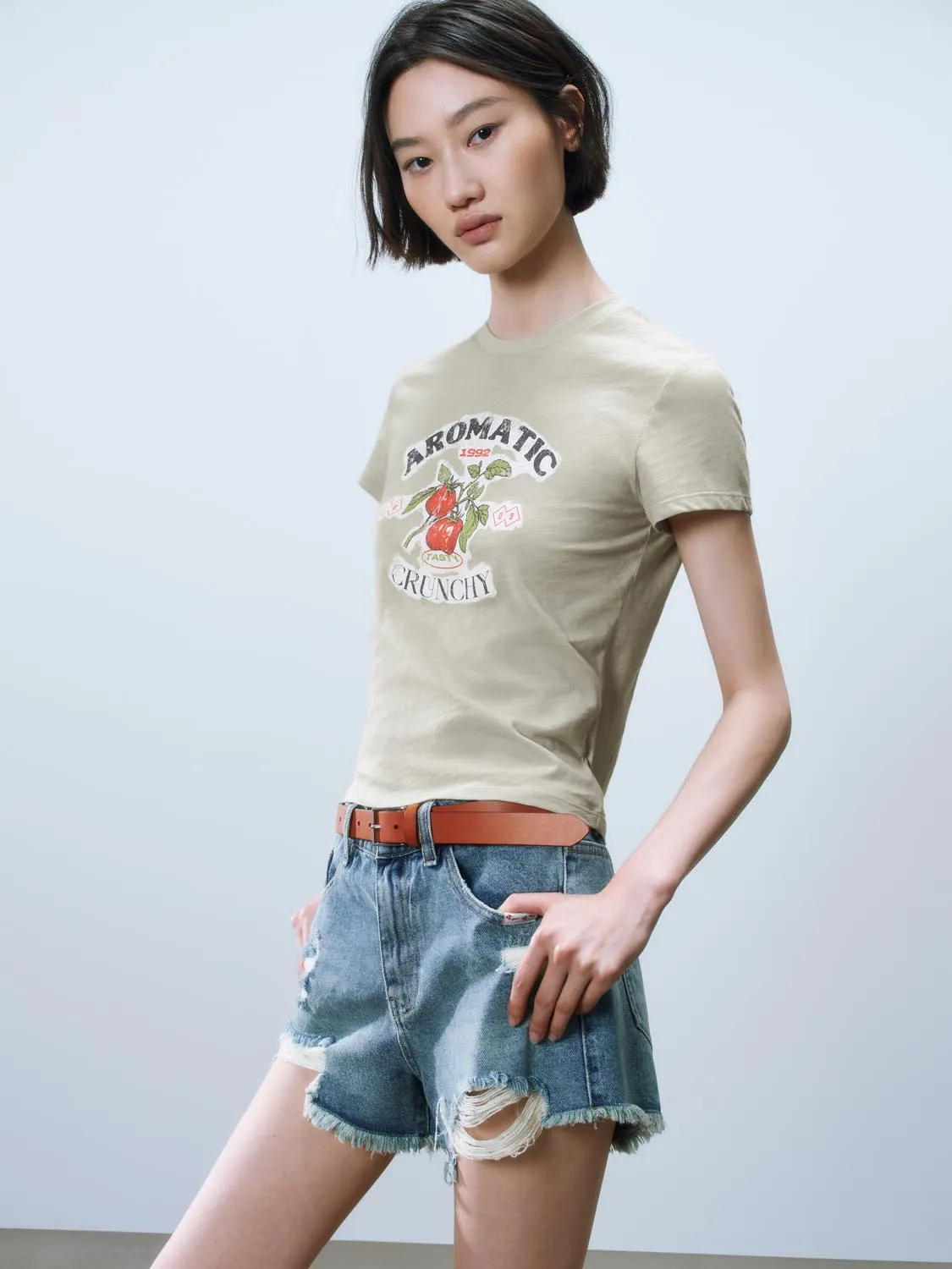Cropped Short Sleeve T-Shirts sold by Urban Revivo product image thumbnail 2