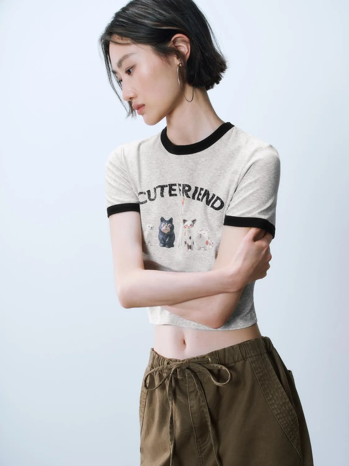 Cropped Short Sleeve T-Shirts sold by Urban Revivo product image thumbnail 2