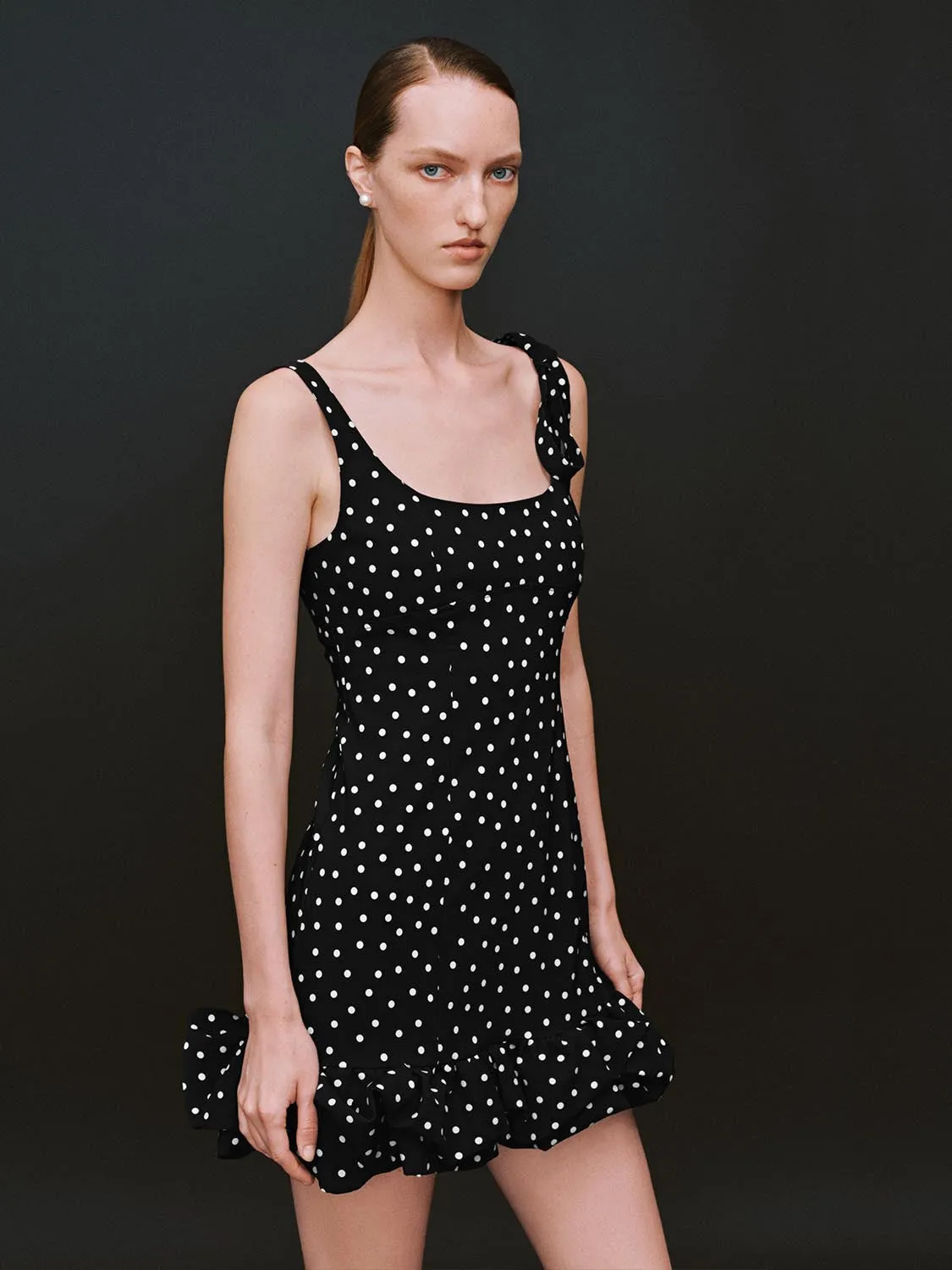 Dotted Ruffle Straight Dresses sold by Urban Revivo