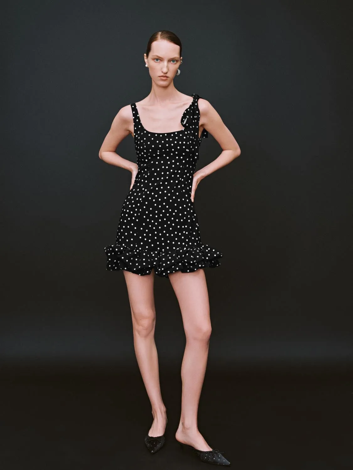 Polka Dot Ruffle Straight Mini Dresses sold by Urban Revivo product image thumbnail 4