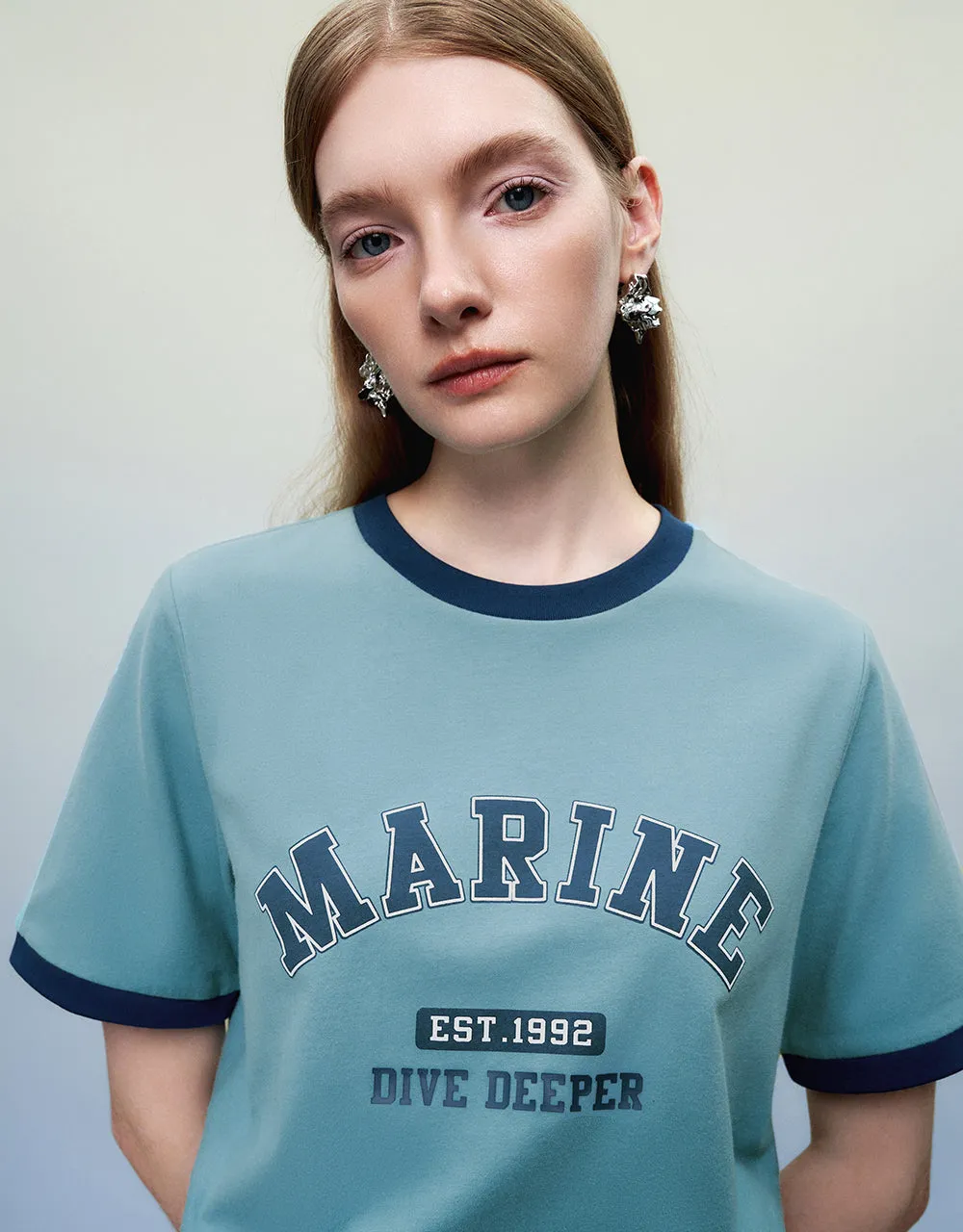 Letter Printed Crew Neck Loose T-Shirt sold by Urban Revivo product image thumbnail 4