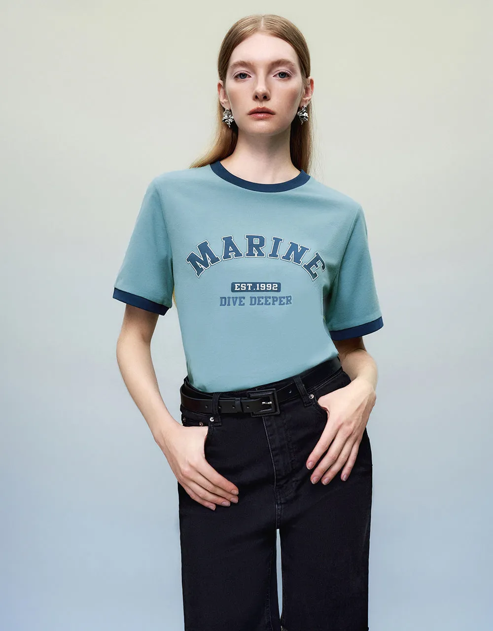 Letter Printed Crew Neck Loose T-Shirt sold by Urban Revivo