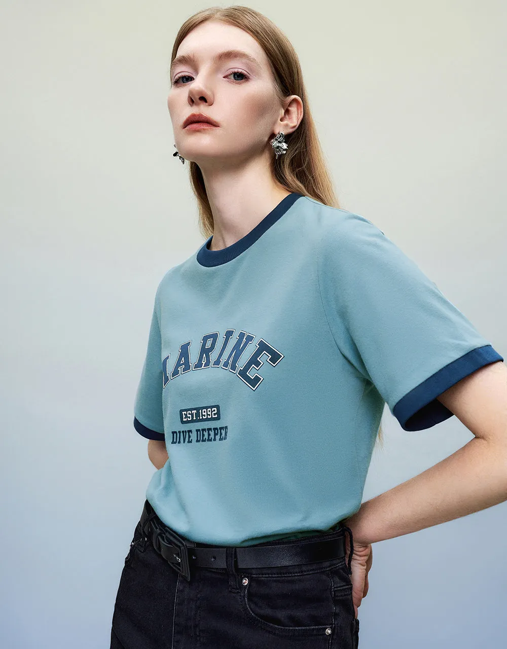 Letter Printed Crew Neck Loose T-Shirt sold by Urban Revivo product image thumbnail 3