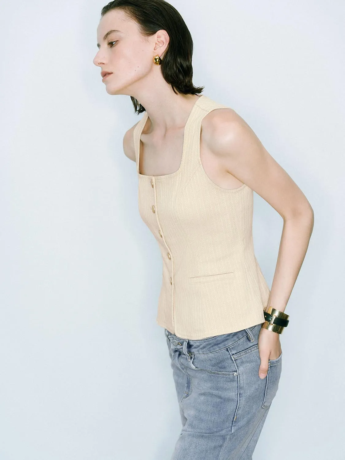 Denim Sleeveless Tops sold by Urban Revivo product image thumbnail 5