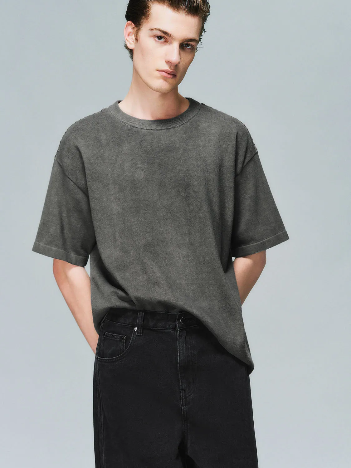 Knitted Short Sleeve T-Shirts sold by Urban Revivo product image thumbnail 5