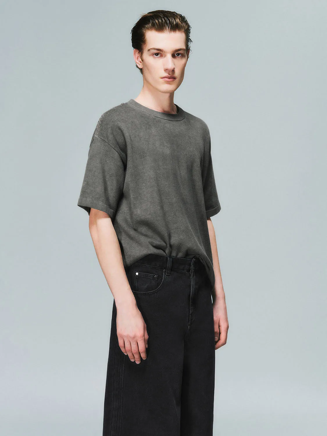 Knitted Short Sleeve T-Shirts sold by Urban Revivo product image thumbnail 2