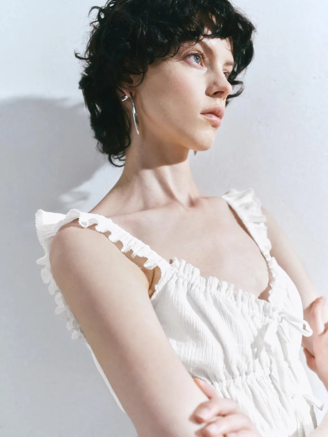 Ruffle Strap Shirred Cami Tops sold by Urban Revivo product image thumbnail 3