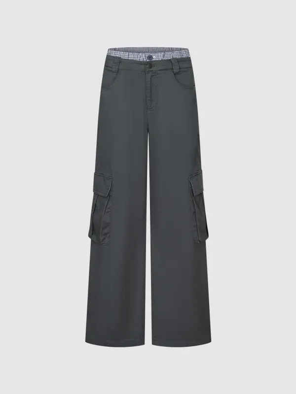 Wide-Leg Cargo Pants sold by Urban Revivo