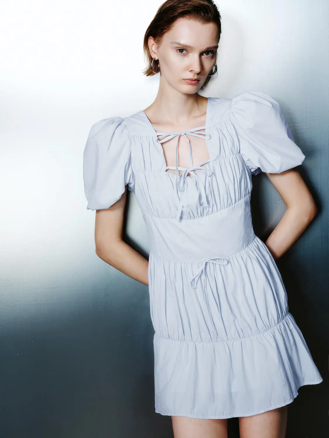 Shirred Tiered Puff Sleeve Dresses sold by Urban Revivo product image thumbnail 3