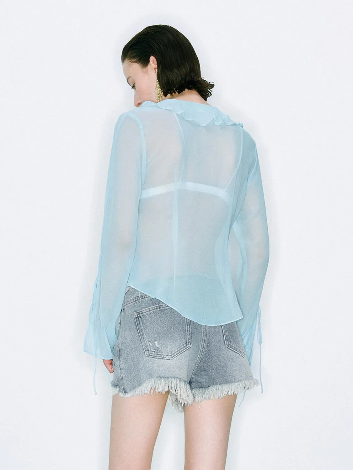 Ruffle Sheer Blouses sold by Urban Revivo product image thumbnail 2
