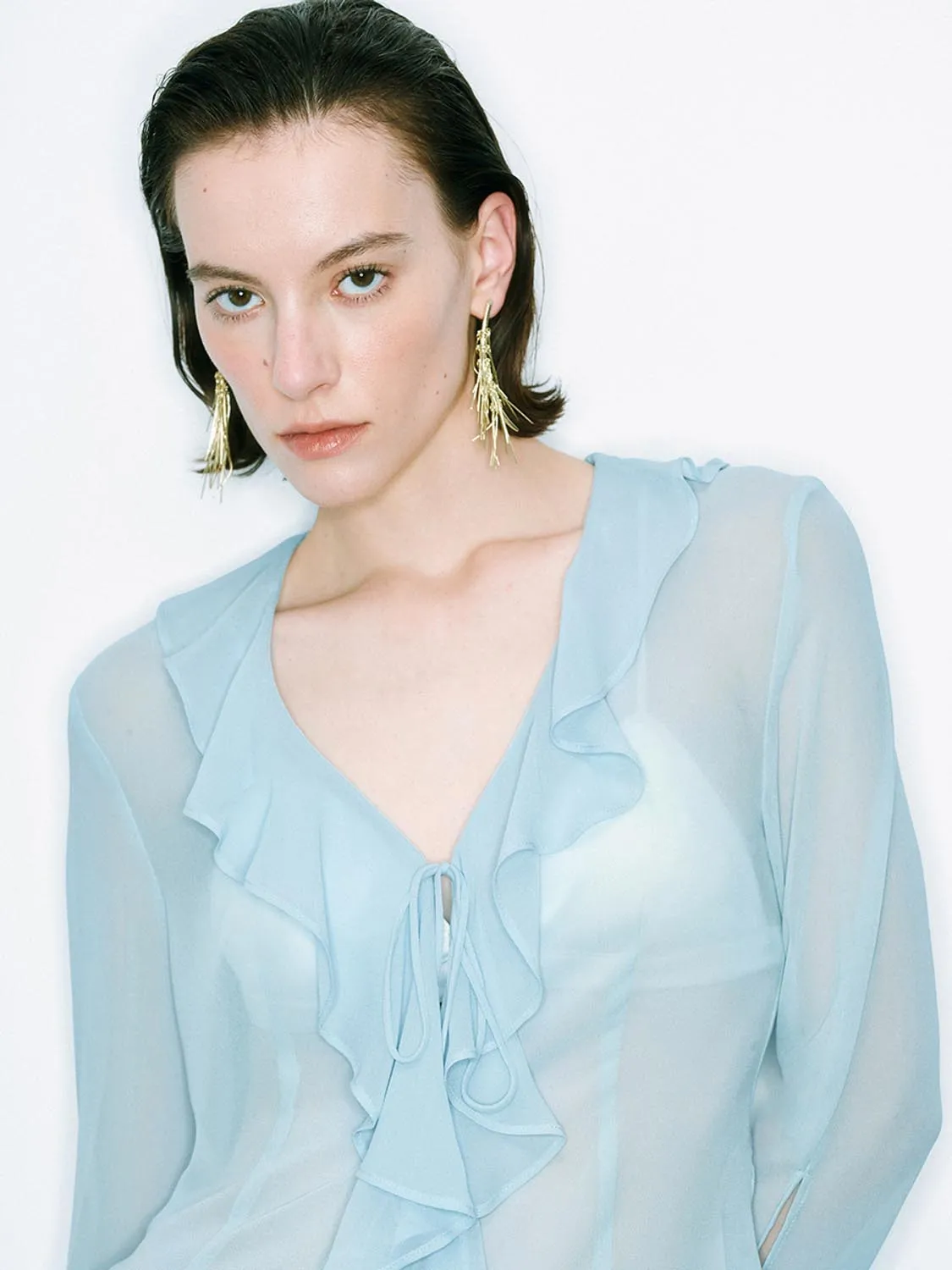 Ruffle Sheer Blouses sold by Urban Revivo product image thumbnail 3