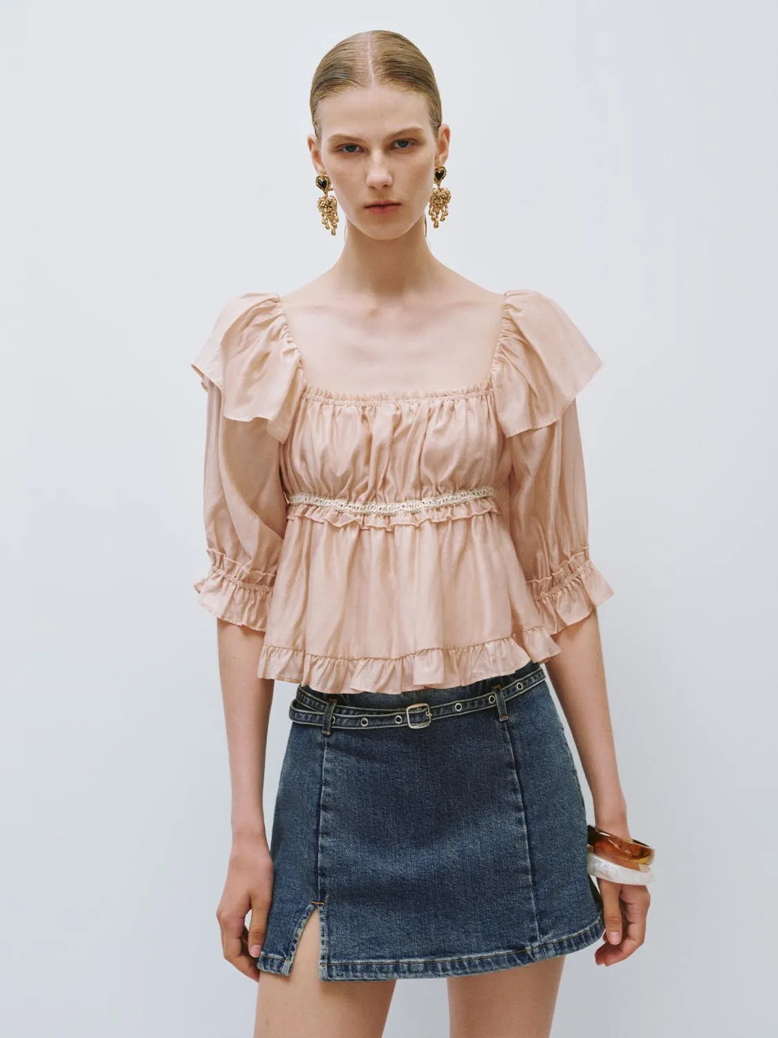 Ruffle Overhead Shirt sold by Urban Revivo