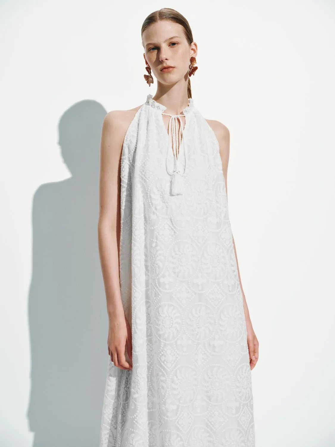 Tie Up Embroidered Maxi Dresses sold by Urban Revivo product image thumbnail 4