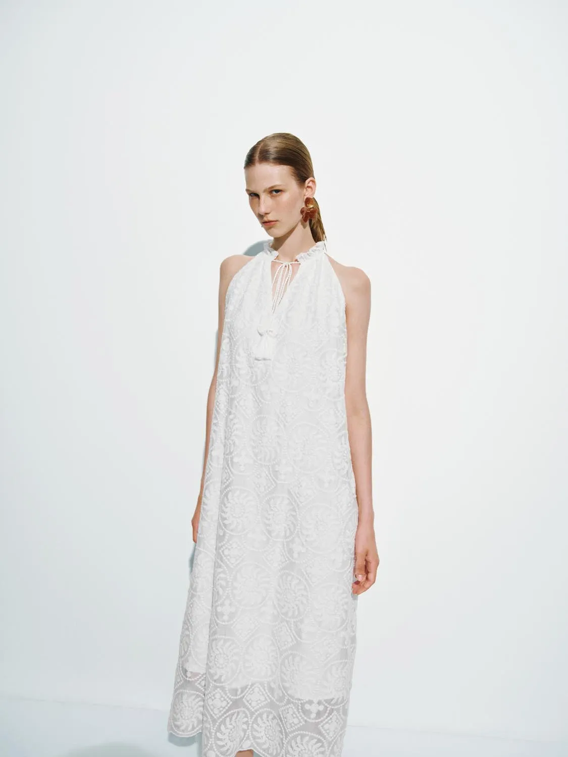 Tie Up Embroidered Maxi Dresses sold by Urban Revivo product image thumbnail 2