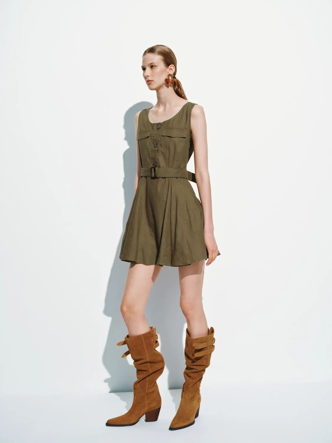 Belted Sleeveless Skater Mini Dresses sold by Urban Revivo product image thumbnail 5