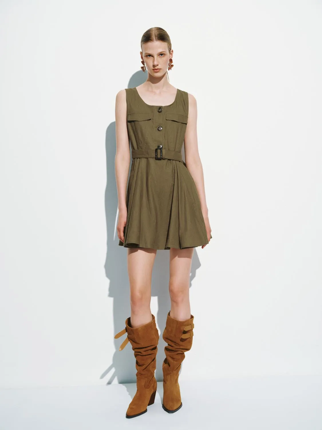 Belted Sleeveless Skater Mini Dresses sold by Urban Revivo product image thumbnail 4