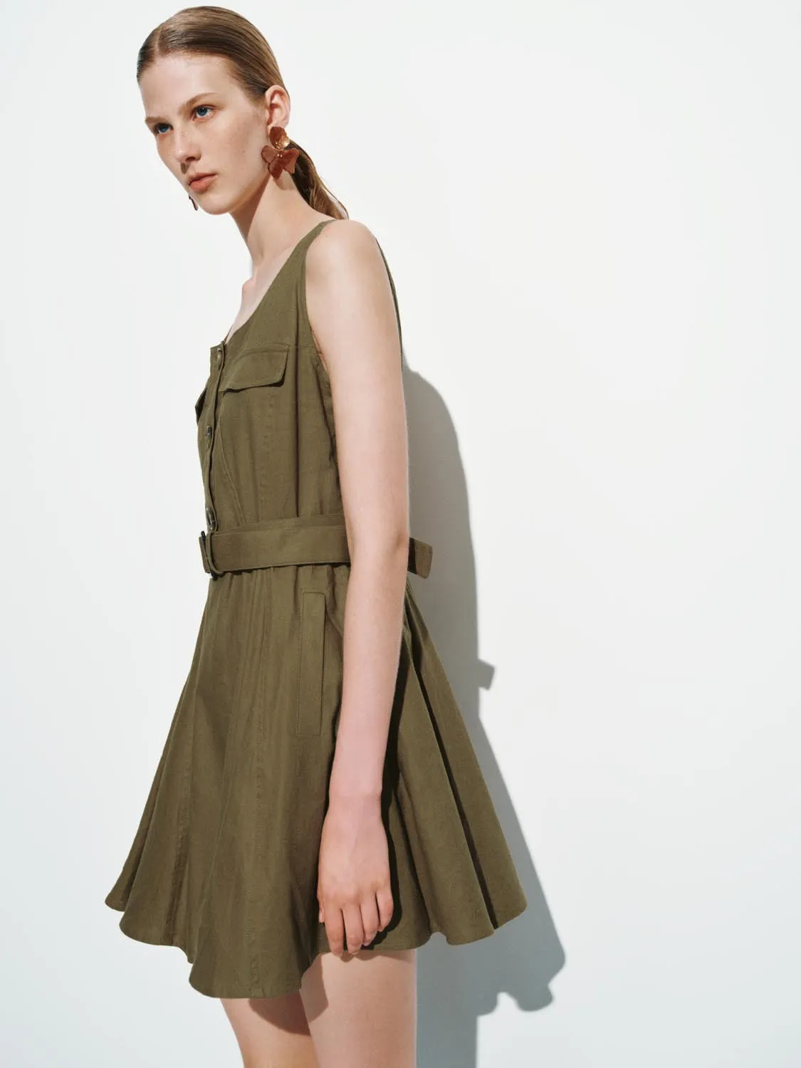 Belted Sleeveless Skater Mini Dresses sold by Urban Revivo product image thumbnail 2