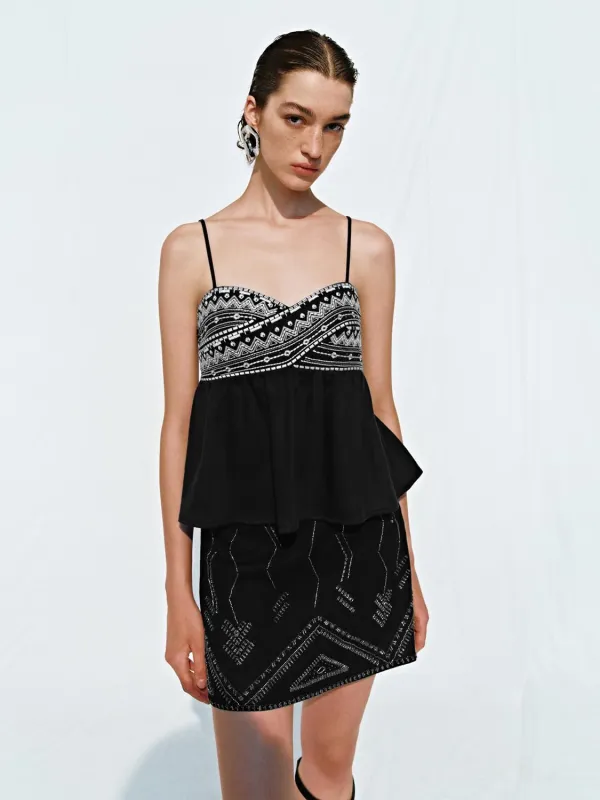 Tribal Denim Cami Tops sold by Urban Revivo