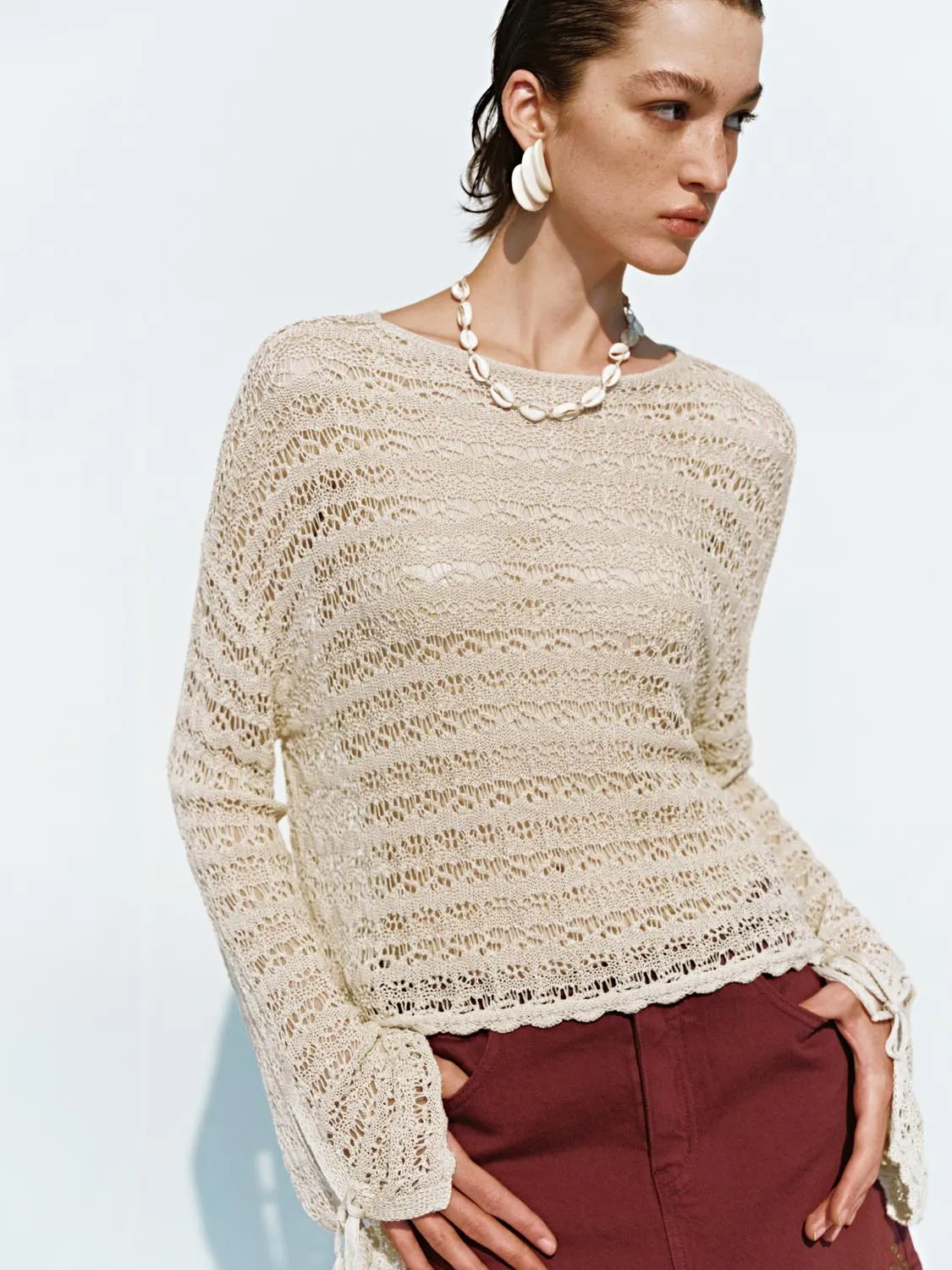 Crochet Knitted T-Shirts sold by Urban Revivo product image thumbnail 3