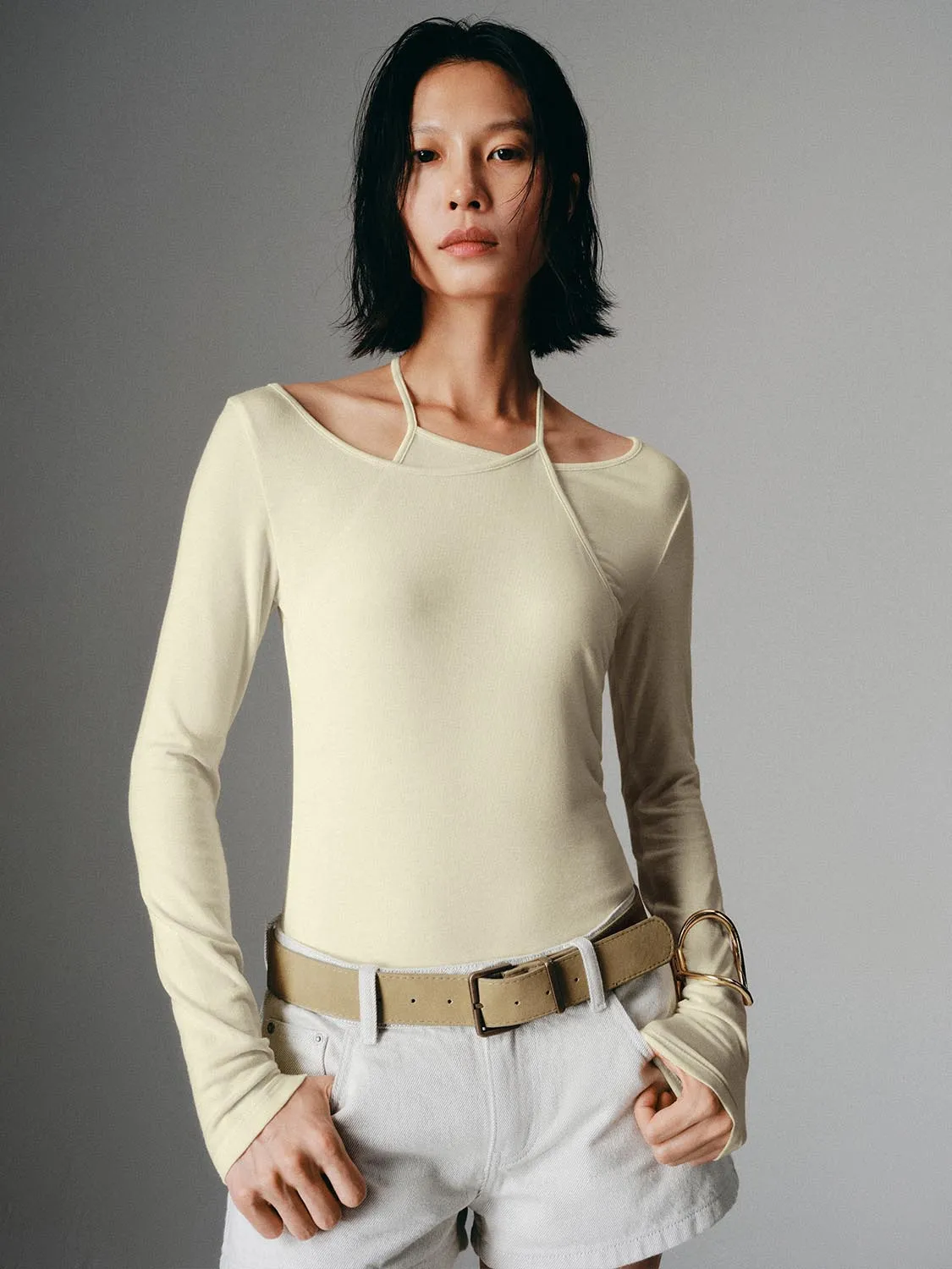 Halter Neck Long Sleeve T-Shirts sold by Urban Revivo