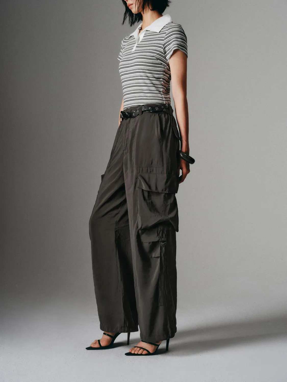Flap Pocket Wide-Leg Pants sold by Urban Revivo product image thumbnail 3