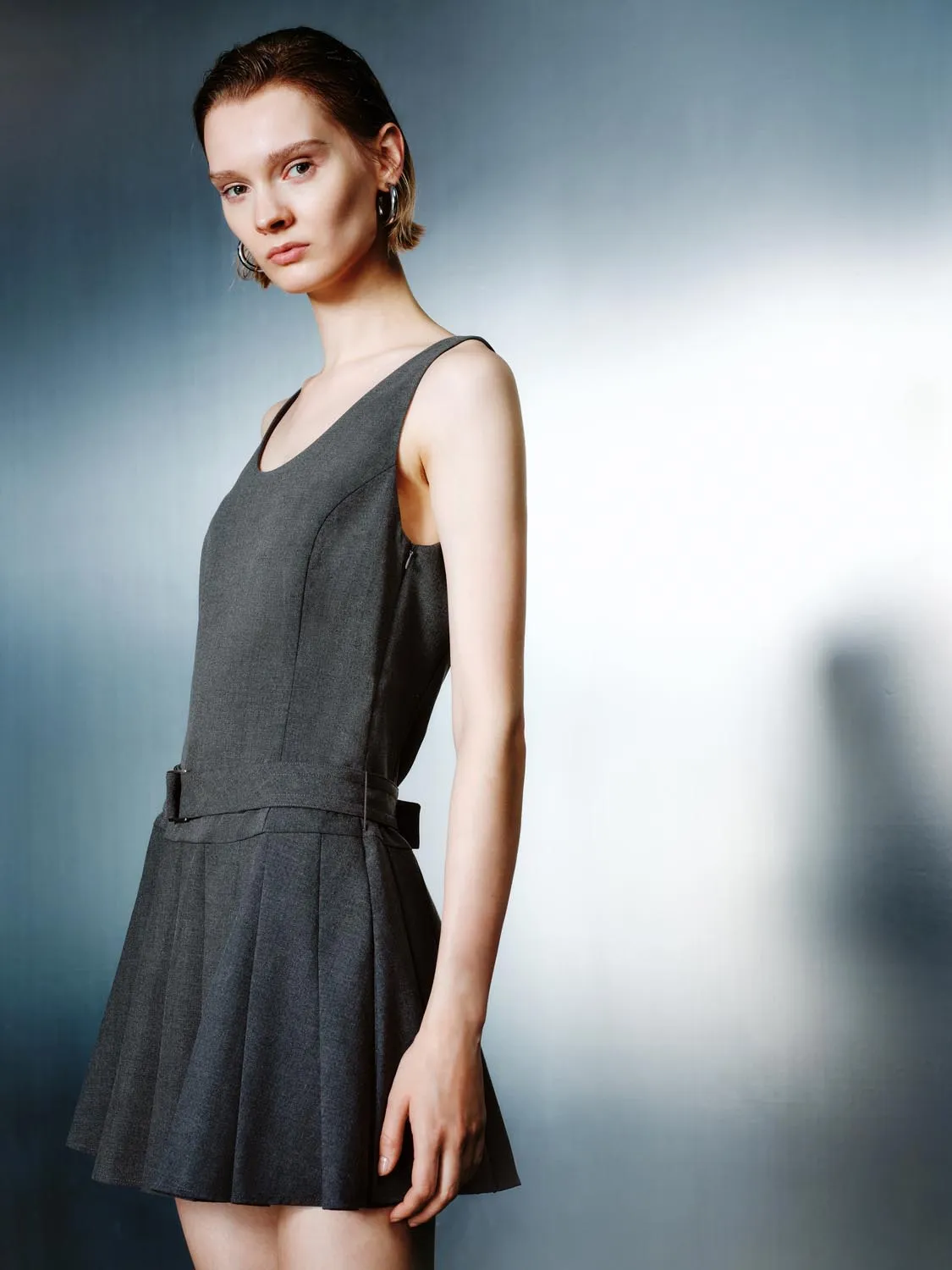 Belted Pleated A-Line Dresses sold by Urban Revivo product image thumbnail 2