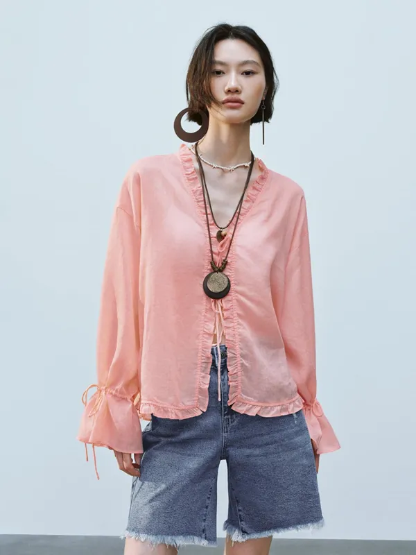 Ruffle Trim Shirts sold by Urban Revivo