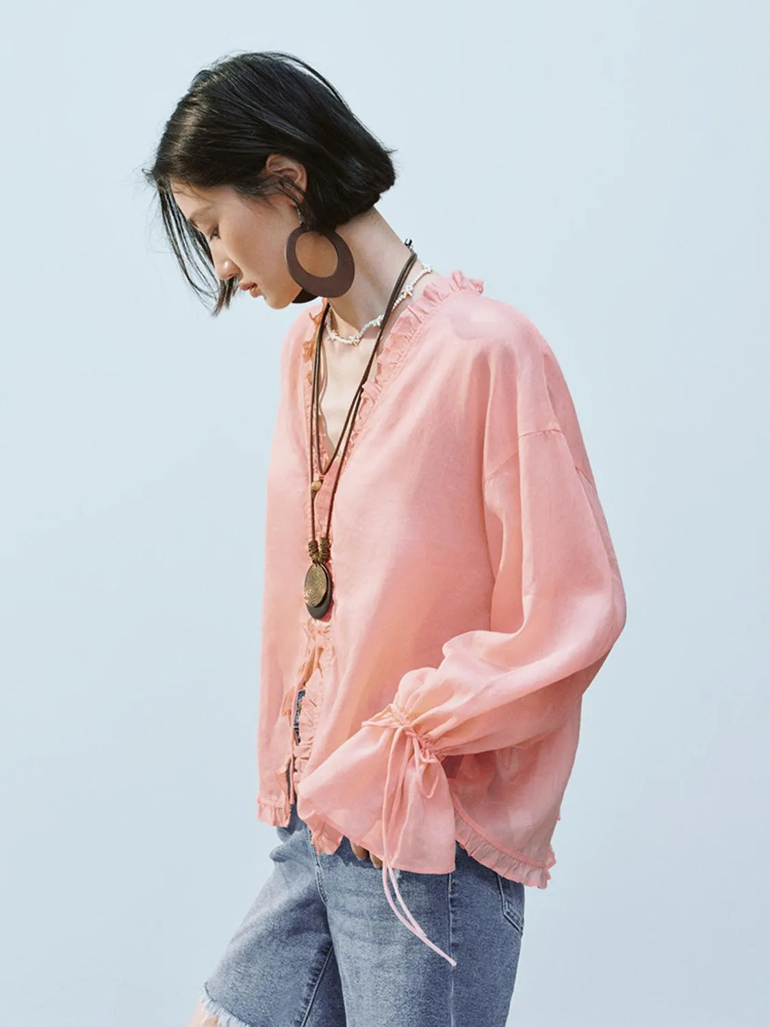 Ruffle Trim Shirts sold by Urban Revivo product image thumbnail 5