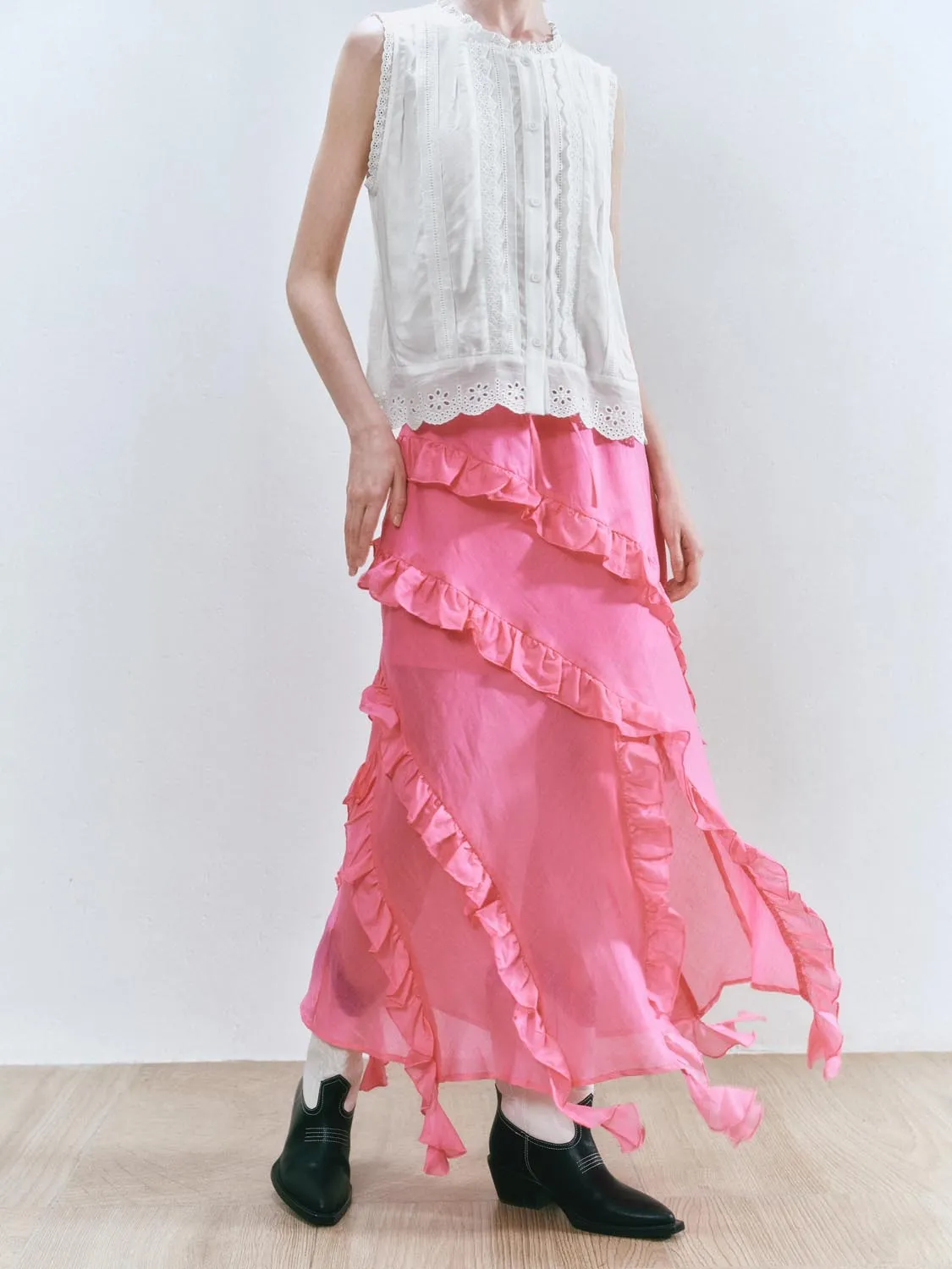 Ruffle Irregular Hem A-Line Skirts sold by Urban Revivo product image thumbnail 3