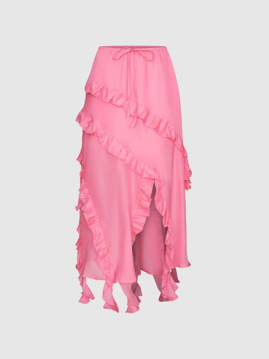Ruffle Irregular Hem A-Line Skirts sold by Urban Revivo