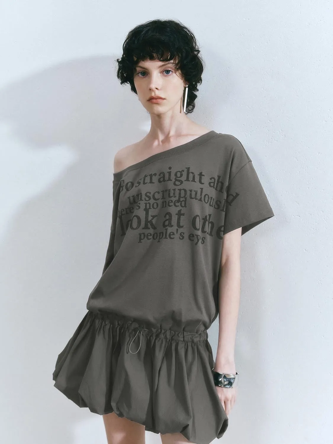 One Shoulder Skater Balloon Mini Dresses sold by Urban Revivo