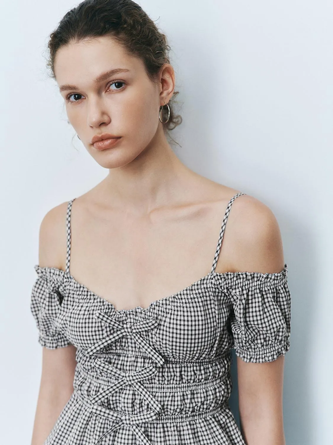 Plaid Off Shoulder Overhead Shirt sold by Urban Revivo product image thumbnail 3
