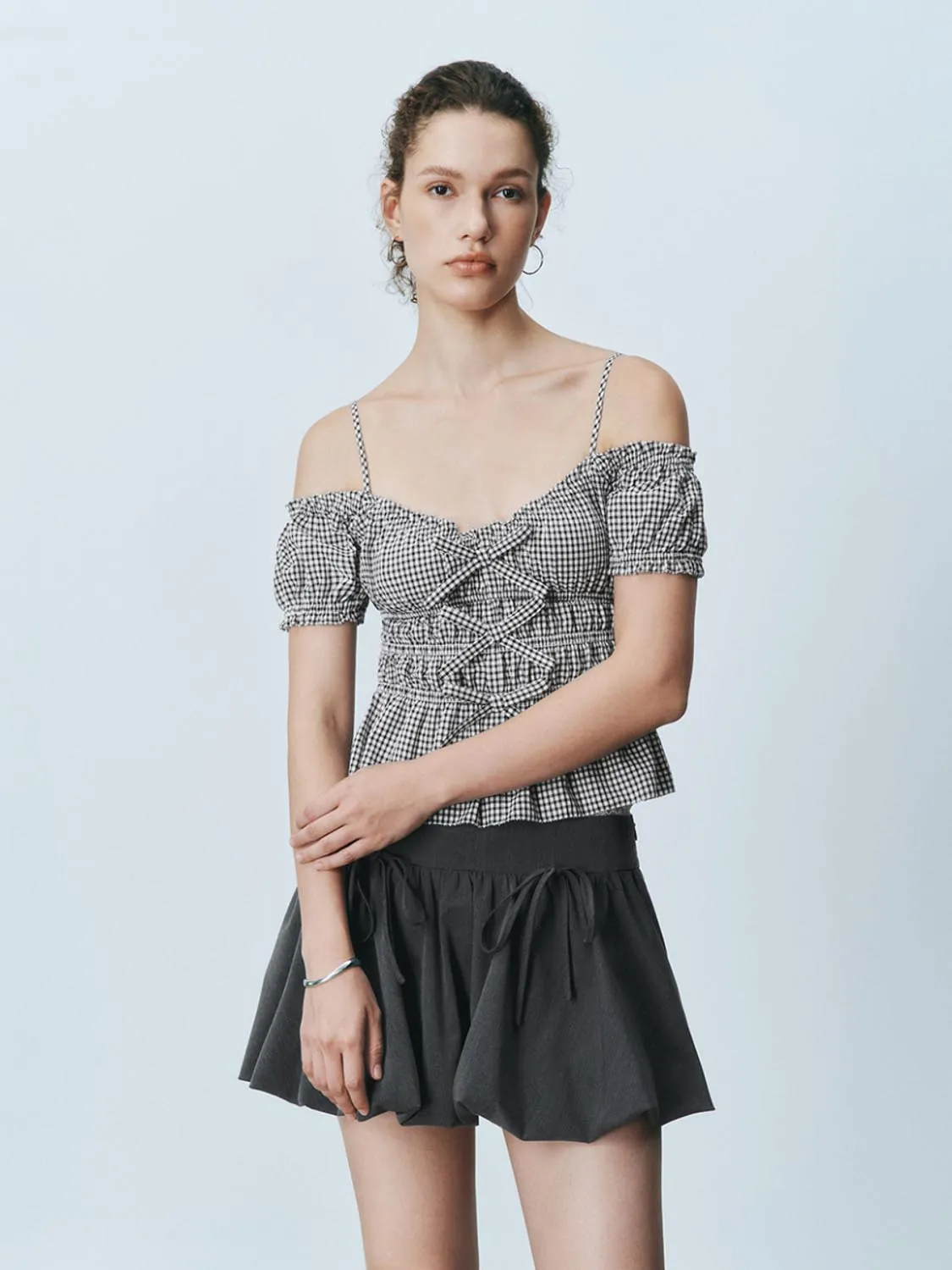 Plaid Off Shoulder Overhead Shirt sold by Urban Revivo product image thumbnail 5