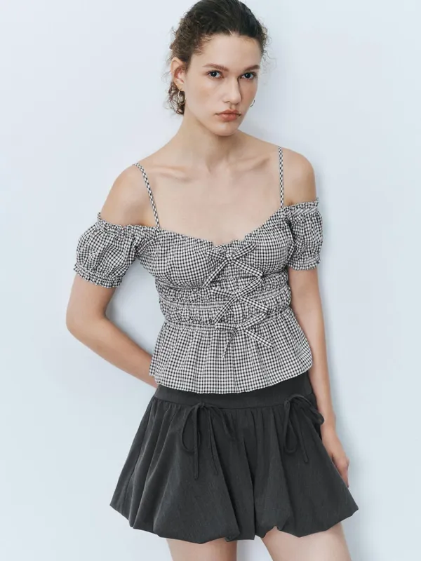 Plaid Off Shoulder Overhead Shirt sold by Urban Revivo
