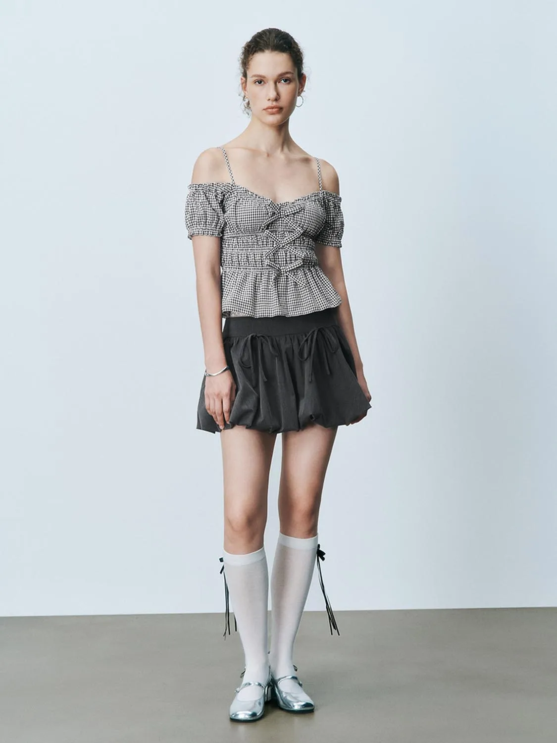 Plaid Off Shoulder Overhead Shirt sold by Urban Revivo product image thumbnail 4