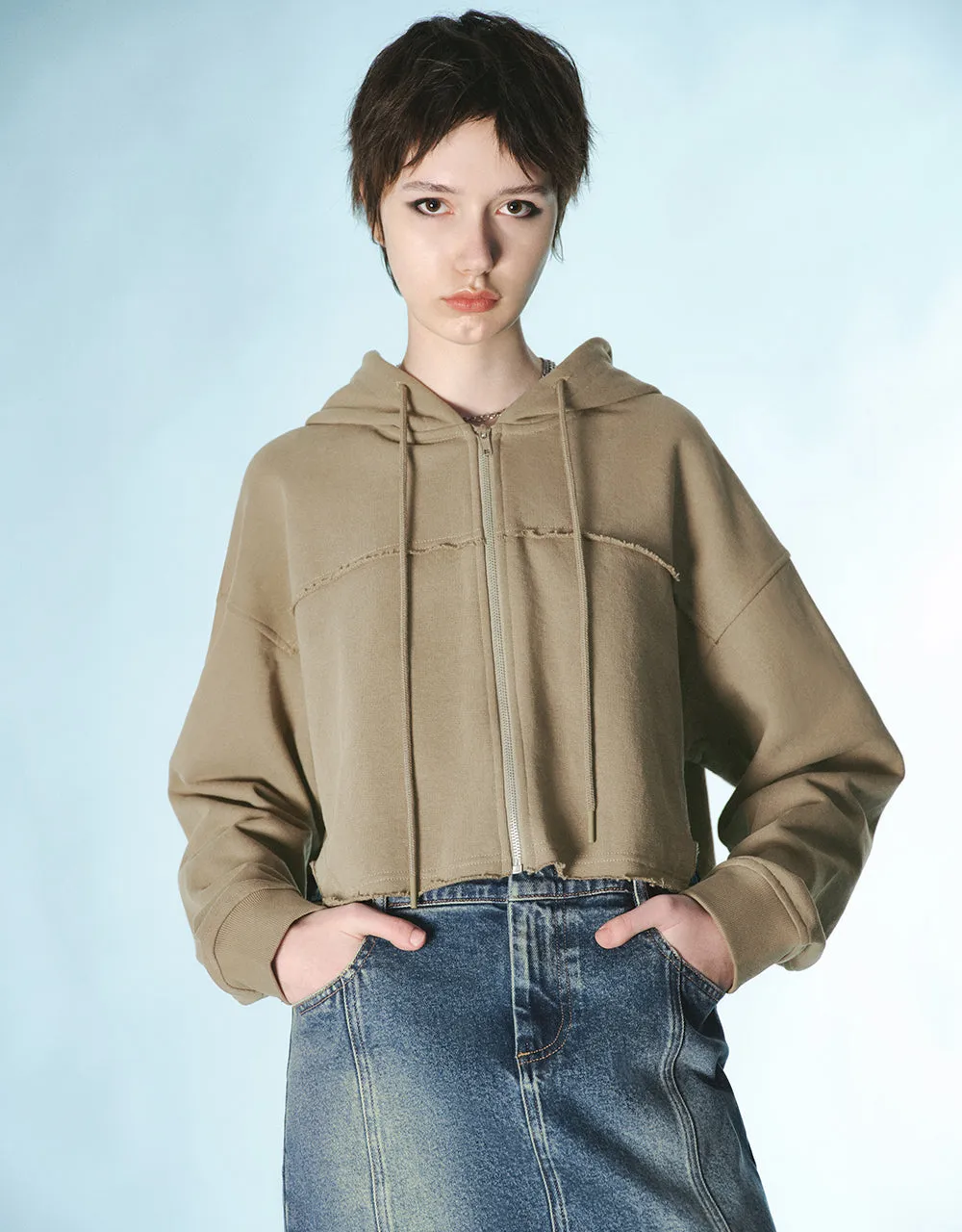 Zipper Front Hooded Jacket sold by Urban Revivo