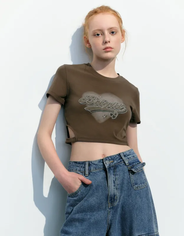 Letter Printed Crew Neck Skinny T-Shirt sold by Urban Revivo