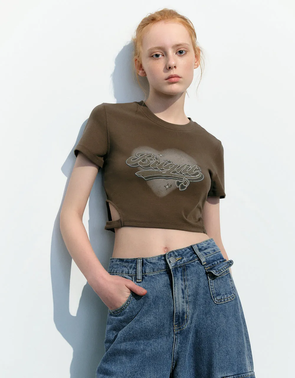 Letter Printed Crew Neck Skinny T-Shirt sold by Urban Revivo