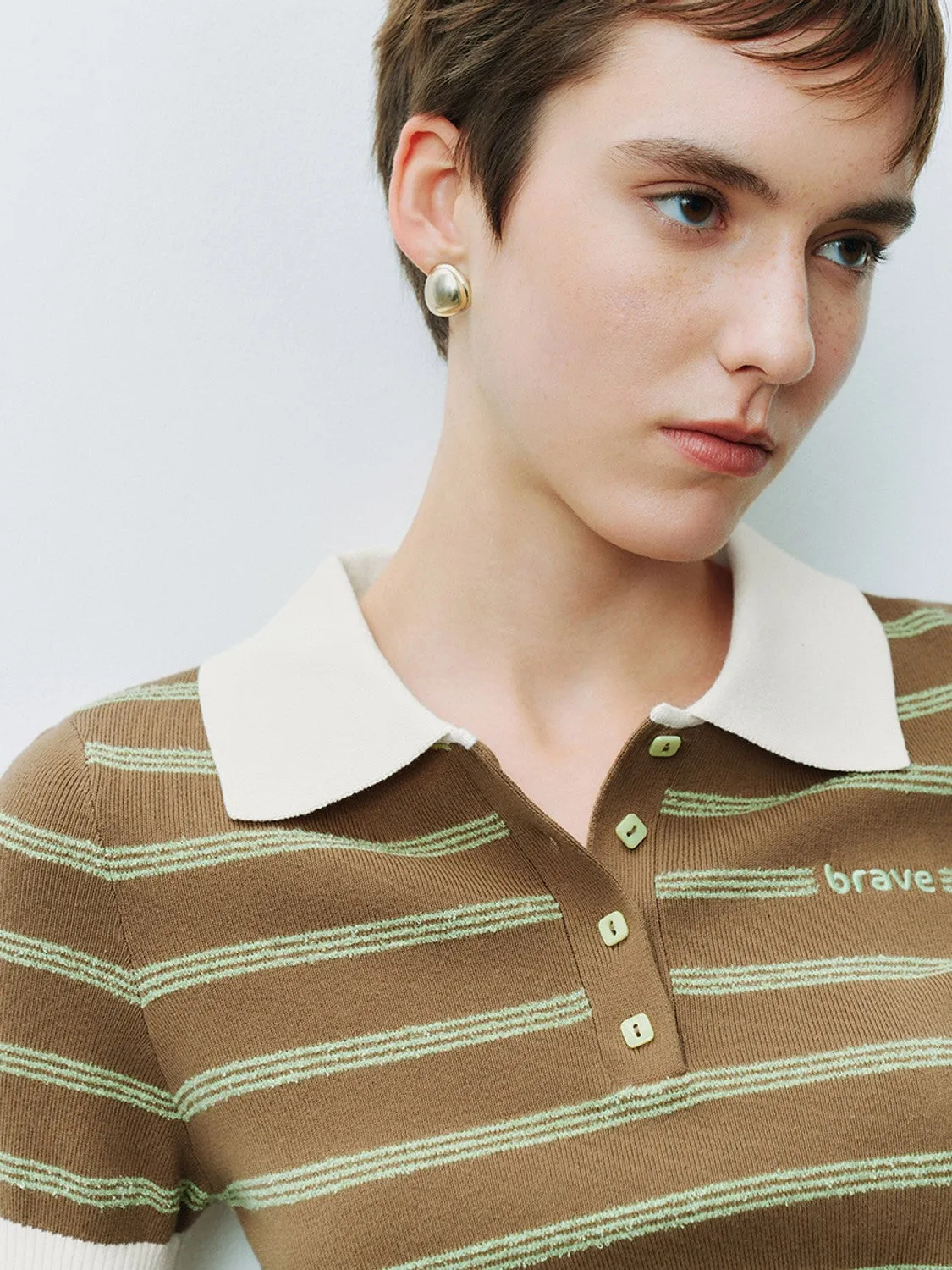 Striped Cropped Knitted T-Shirts sold by Urban Revivo product image thumbnail 3