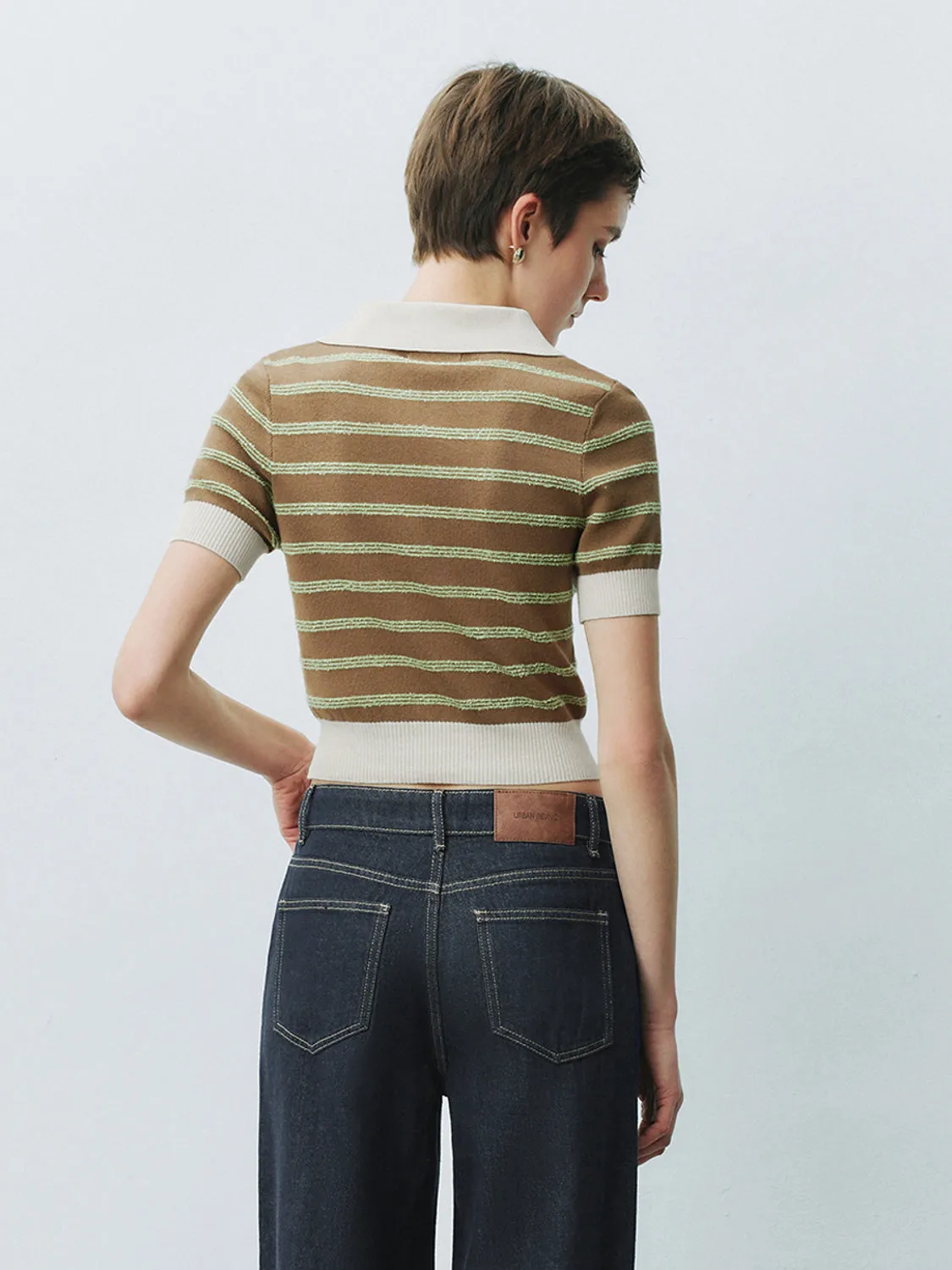 Striped Cropped Knitted T-Shirts sold by Urban Revivo product image thumbnail 2