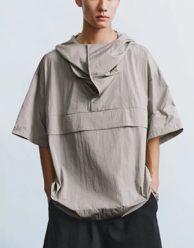 Drop Shoulder Sleeve Hooded Oversized Shirt sold by Urban Revivo