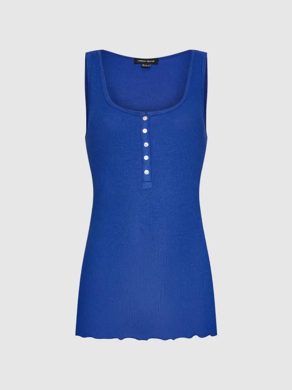 Button Half Placket Tank Tops sold by Urban Revivo