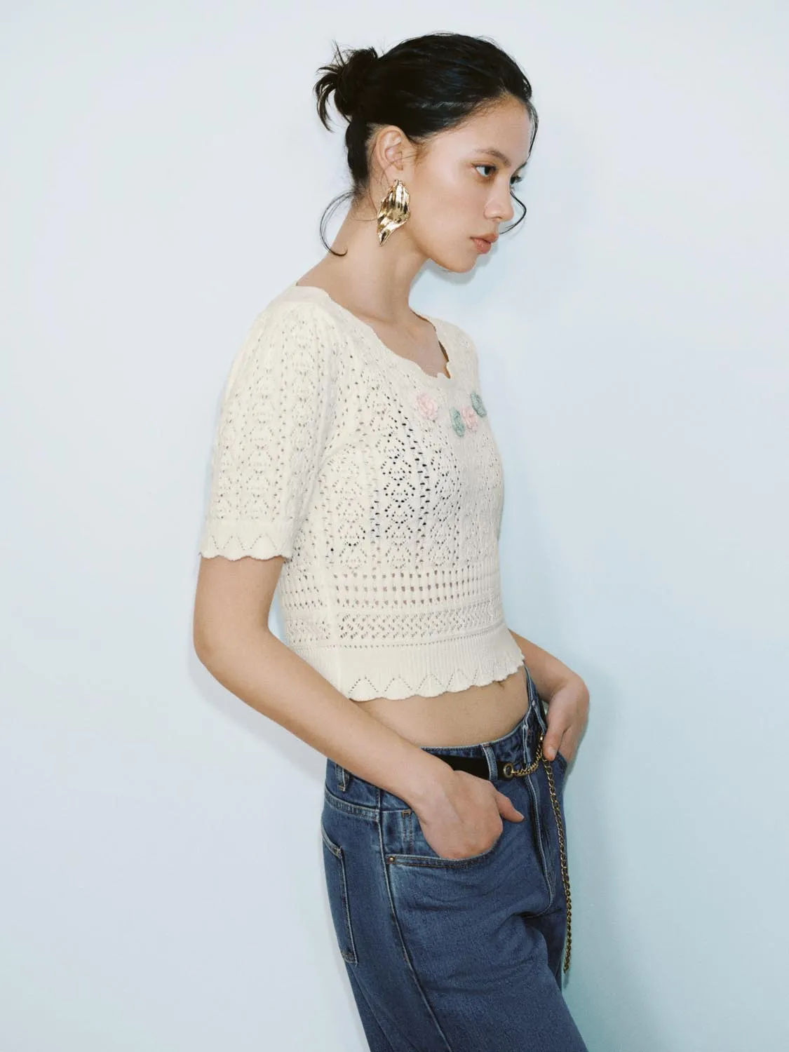 Crochet Knitted T-Shirts sold by Urban Revivo product image thumbnail 2