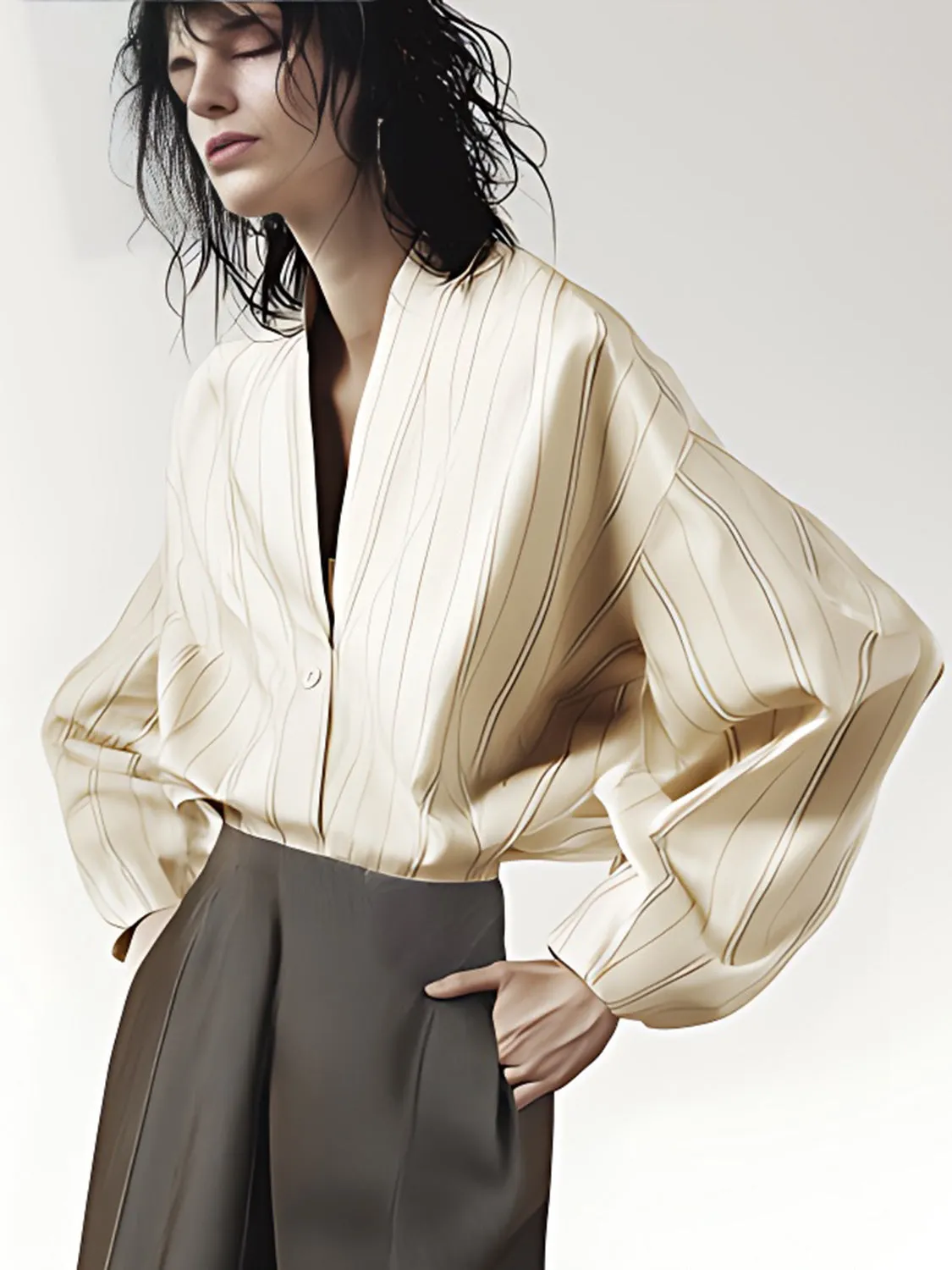 Striped Collarless Shirts sold by Urban Revivo