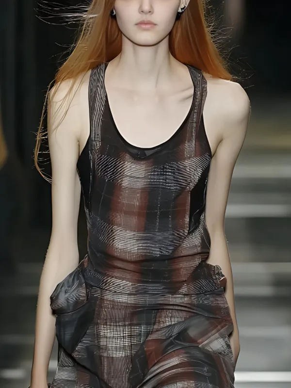 Plaid Loose Sleeveless Shirts sold by Urban Revivo