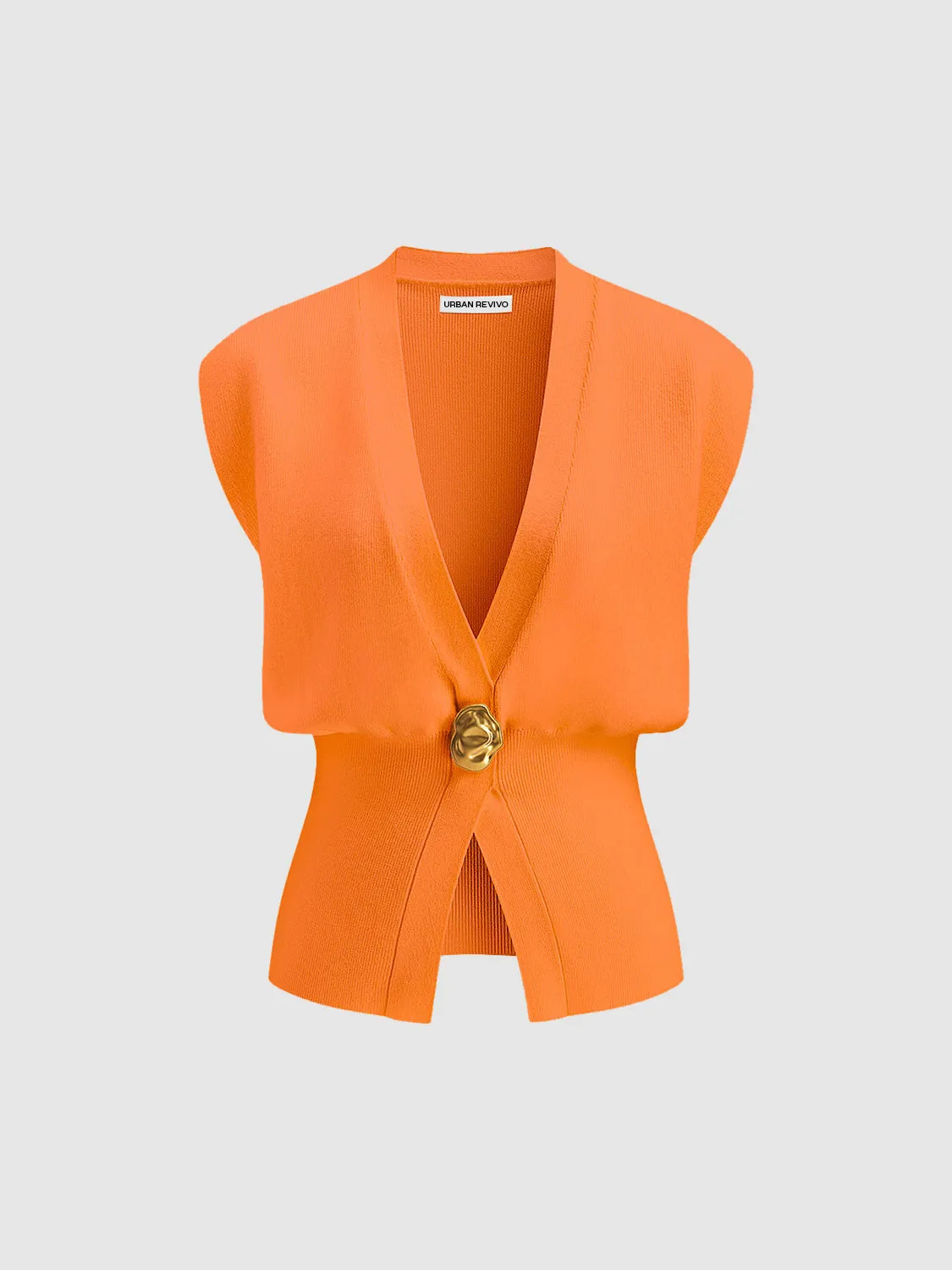 Sleeveless Knitted V-Neck Cardigans sold by Urban Revivo